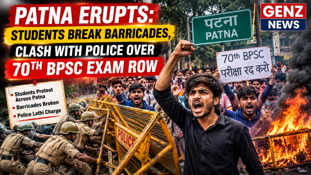 Patna students protest over 70th BPSC exam row as police clash with protesters and barricades are broken