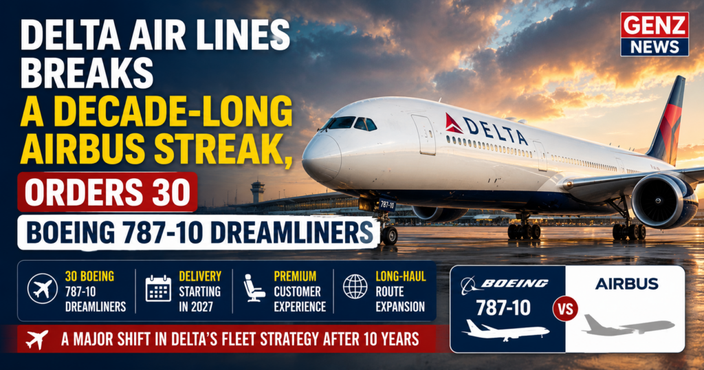Delta Air Lines Breaks a Decade-Long Airbus Streak, Orders 30 Boeing 787-10 Dreamliners 