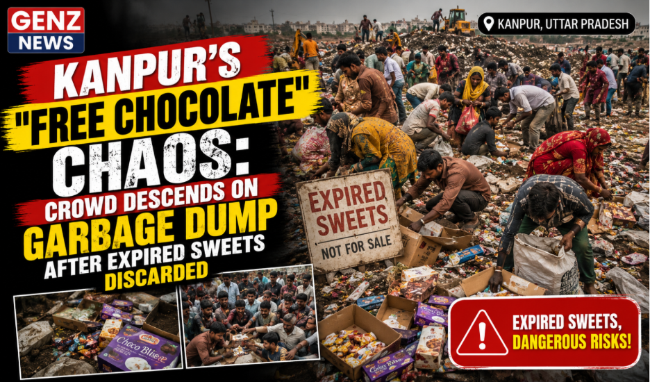 Kanpur crowd gathers at garbage dump after expired chocolates and sweets are discarded